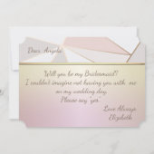 エレガントな幾何学模様のグリッター ハート ブライズメイド カード (裏面)