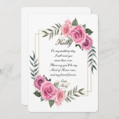 エレガントな幾何学模様のピンクのバラ メイド・オブ・オナー 招待状 (正面/裏面)