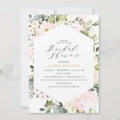 エレガントな幾何学模様のフラワーブライダルシャワー 招待状 (正面)
