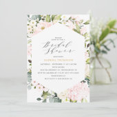 エレガントな幾何学模様のフラワーブライダルシャワー 招待状 (スタンド正面)