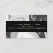 エレガントな幾何学模様のブラック＆ホワイト大理石ゴールドストライプ 名刺 (裏面)