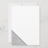 エレガントな幾何学模様の白と銀のグリッター ウェディング 招待状 (裏面)