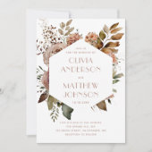 エレガントな幾何学模様の結婚式 | 秋の花園QR 招待状 (正面)