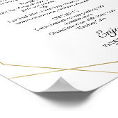 エレガントな幾何学模様の花と緑のウェディングメニュー ポスター (角)