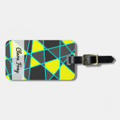 エレガントな幾何学的で明るいネオン黄色くおよび真新しい ラゲッジタグ (正面横)