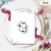 エレガントな幾何学的なバーズ ブルー フラワーの結婚式 招待状