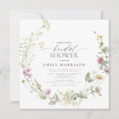 エレガントな庭の花 水彩 結婚前お茶会 招待状 (正面)