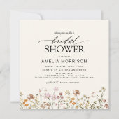 エレガントな庭の花 水彩 結婚前お茶会 招待状 (正面)