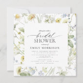 エレガントな庭の花 水彩 結婚前お茶会 招待状 (正面)