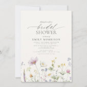 エレガントな庭の花 水彩 結婚前お茶会 招待状 (正面)