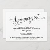 エレガントな延期結婚式のお知らせカード 招待状 (正面/裏面)