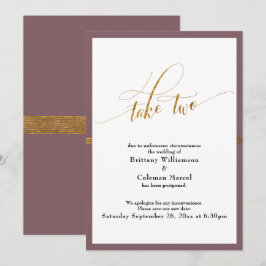 エレガントな延期結婚式のマーブ&ゴールドストライプカード 招待状