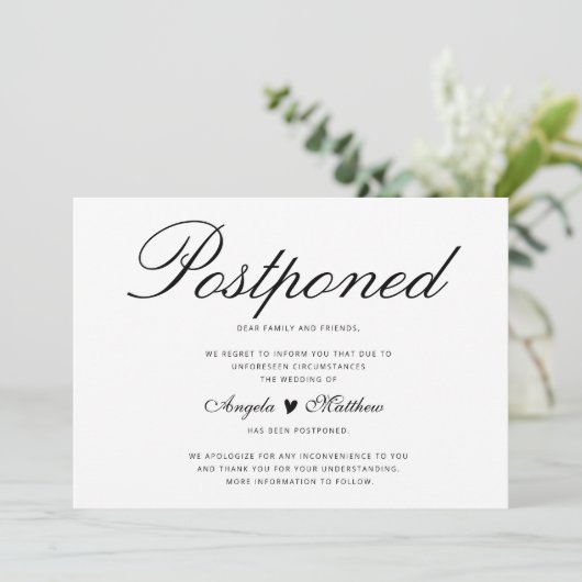 エレガントな延期結婚式カード 招待状 (スタンド正面)