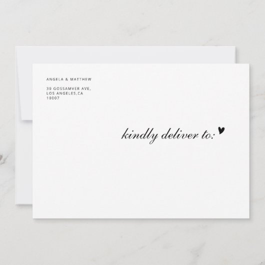 エレガントな延期結婚式カード 招待状 (裏面)