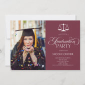エレガントな弁護士用スケールカスタムピクチャー卒業 招待状 (正面)
