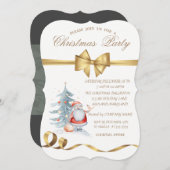 エレガントな弓のサンタクロースの松の木のクリスマスパーティー 招待状 (正面/裏面)