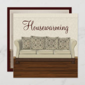 エレガントな引っ越し祝いパーティーのパーティーのニュートラルのラウンジ 招待状 (正面/裏面)