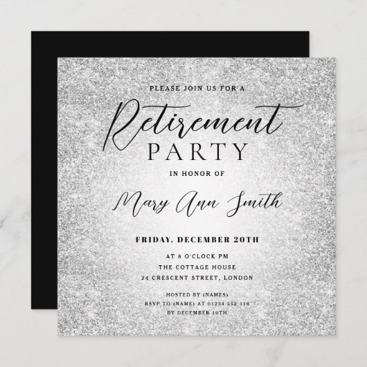 エレガントな引退パーティー グラムシルバーグリッター (正面/裏面)