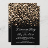 エレガントな引退パーティー ゴールド ミッドナイト グラム 招待状 (正面/裏面)