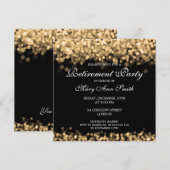 エレガントな引退パーティー ゴールド ライト 招待状 (正面/裏面)