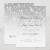エレガントな引退パーティー シルバースパークル ライト 招待状 (正面/裏面)