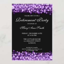 エレガントな引退パーティー 紫のスパークル 招待状