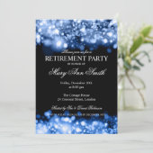 エレガントな引退パーティー 青いスパークリングライト 招待状 (スタンド正面)