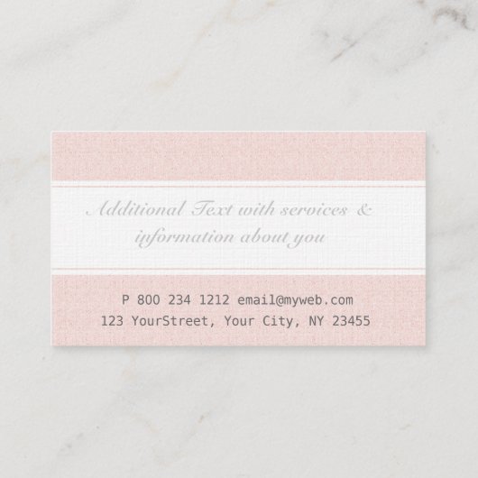 エレガントな彼女の平野のためのピンクの白い夢 名刺 (裏面)