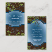 エレガントな心理学者の名刺-ブラウンの花柄 名刺 (正面/裏面)