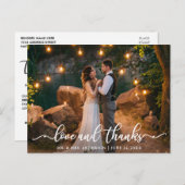 エレガントな愛と感謝のスクリプト ウェディングフォト ポストカード (正面/裏面)