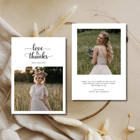 エレガントな愛と感謝のブライダルシャワー写真 サンキューカード