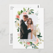 エレガントな愛と感謝の水彩ピンクの花 ポストカード (正面/裏面)