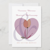 エレガントな愛のハート レズビアン ウェディング 招待状 (正面)