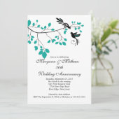 エレガントな愛の鳥の結婚記念日招待状 招待状 (スタンド正面)