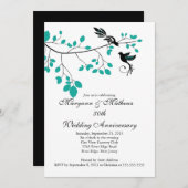 エレガントな愛の鳥の結婚記念日招待状 招待状 (正面/裏面)