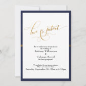 エレガントな愛は忍耐強い ネイビー & ゴールドストライプ カード (正面)