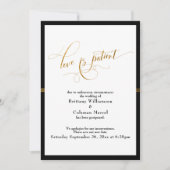 エレガントな愛は忍耐強い ブラック＆ゴールドストライプカード 招待状 (正面)