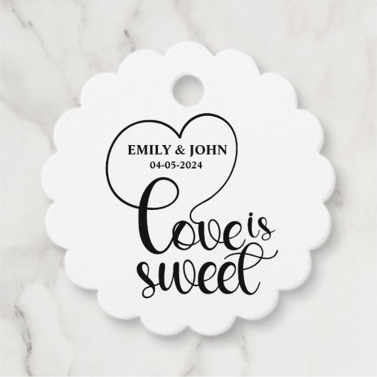 エレガントな愛は甘いカリグラフィーハート フェイバータグ (正面)