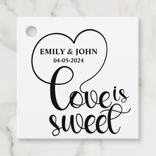 エレガントな愛は甘いカリグラフィーハート フェイバータグ (正面)