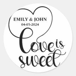 エレガントな愛は甘いカリグラフィーハート ラウンドシール