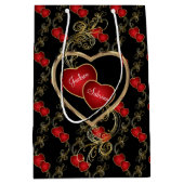 エレガントな愛ハート-バレンタイン ミディアムペーパーバッグ (正面)