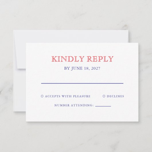 エレガントな愛国的な7月4日結婚式 出欠カード (正面)