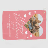 エレガントな愛 ハッピー バレンタインデー 家族写真 ゴルフタオル (横)