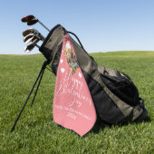 エレガントな愛 ハッピー バレンタインデー 家族写真 ゴルフタオル (グリーン)