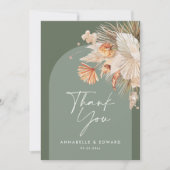 エレガントな感謝してい結婚を緑でモダンす サンキューカード (正面)