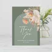 エレガントな感謝してい結婚を緑でモダンす サンキューカード (スタンド正面)