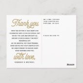 エレガントな感謝のウェディングフォト ポストカード (裏面)