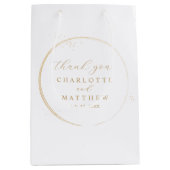 エレガントな感謝のゴールドウェディング ミディアムペーパーバッグ (正面)