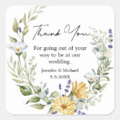 エレガントな感謝の意を表す野の花 おしゃれな植物学 スクエアシール (正面)