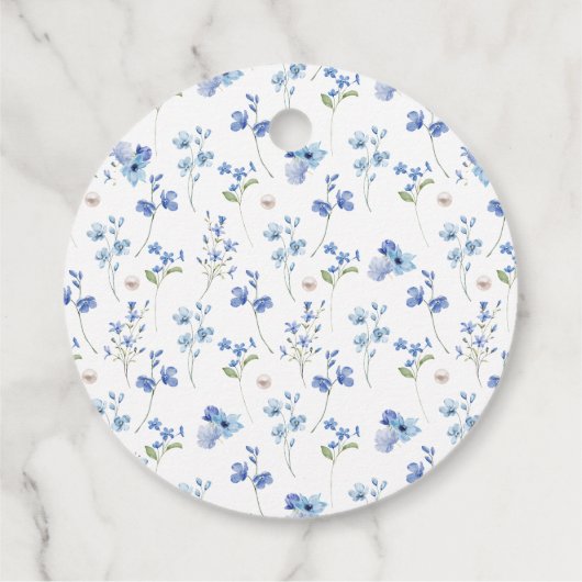 エレガントな感謝の真珠とプロセッコ ブライダルシャワー フェイバータグ (裏面)